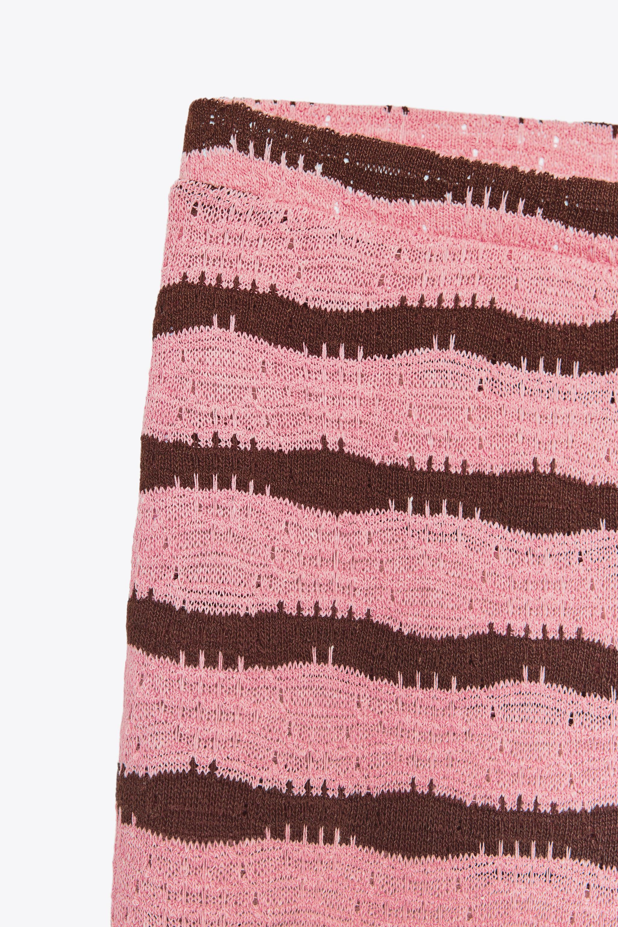 PANTALON ÉVASÉ RAYURES MAILLE COUPÉE